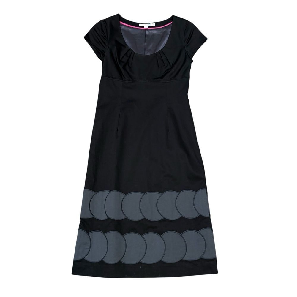 Boden Black Cap Sleeve Circle Geometric Dress Size 4L (Long)
